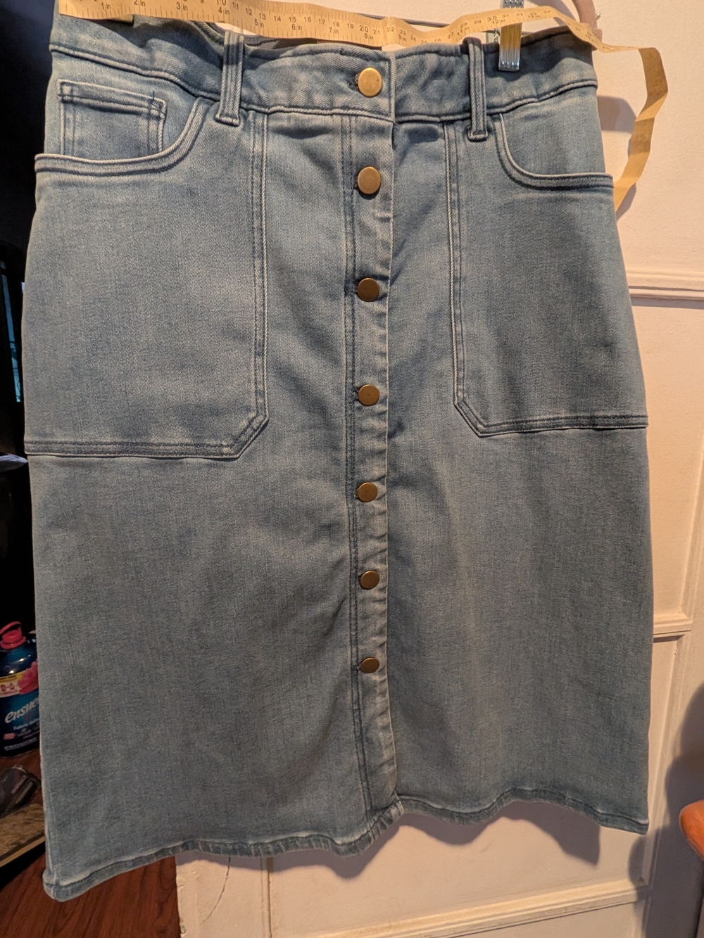 Caslon Light Blue Denim Button-Front A-Line Skirt